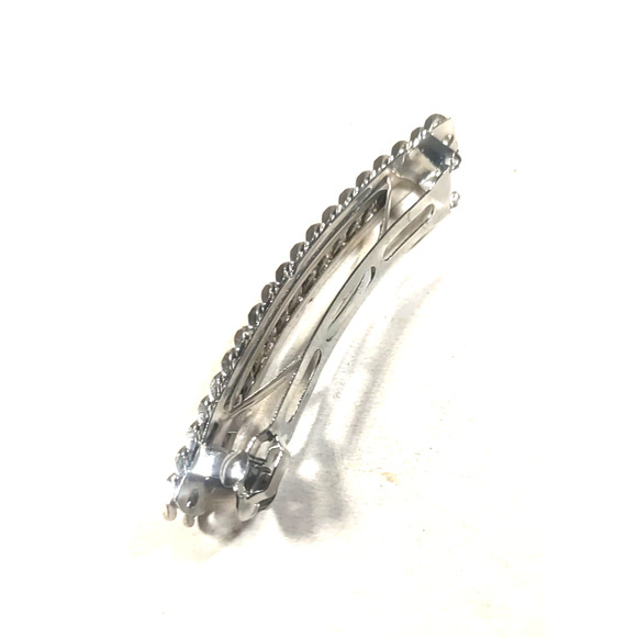 Hair Barrette Tension Clip Chain Link Silver Tone 3" Long - Picture 5 of 7